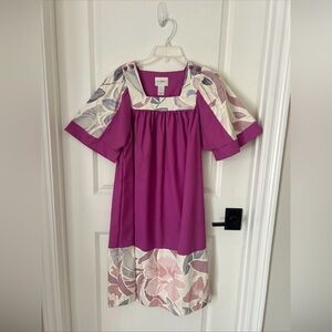 Vintage Mariko Designer Collection Fuschia Tropical Floral Hawaiian Mumu Dress L
